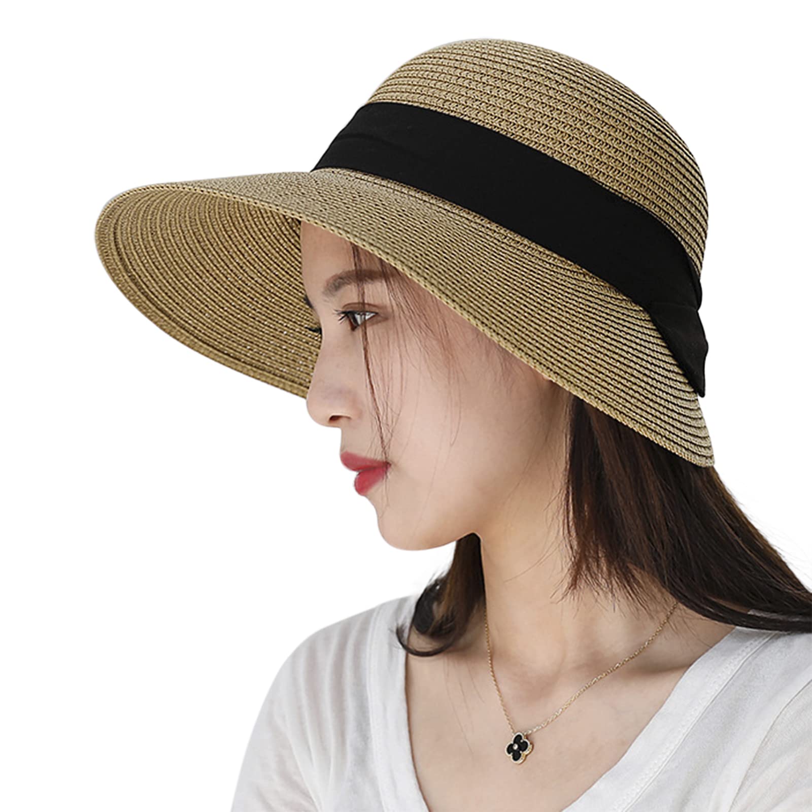 Casquette Visière Femme en Paille Chapeau de Paille pour Femme Visière en Paille Femme Casquette Eté Respirant Anti UV Casquette Visière Plage Voyage Sport en Plein Air