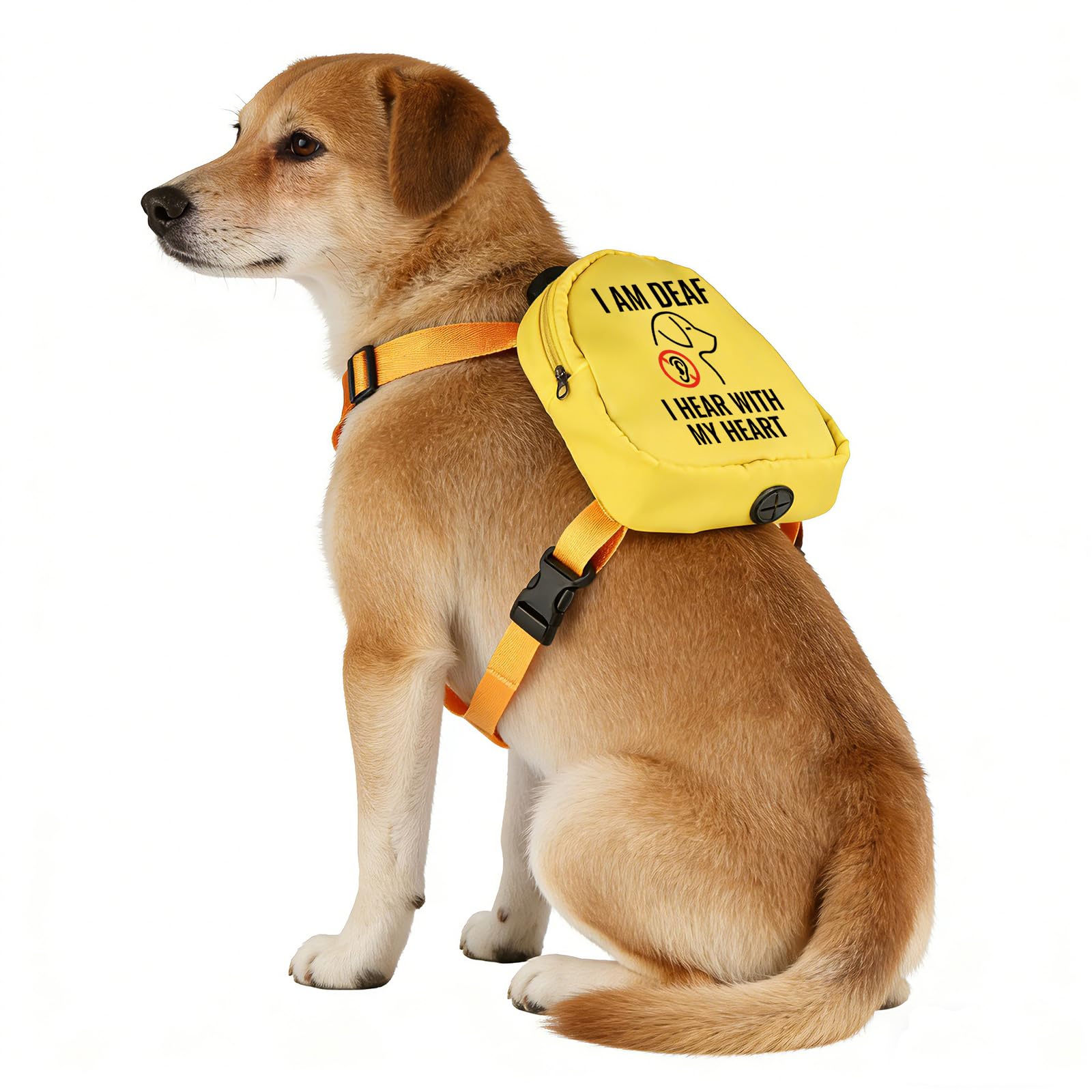 Pet Dog Cat Dog Backpack I Am Deaf I Hear with My Heart Dog Travel Bag Scarf Special Needs Dog (HEAR WITH MY HEART)