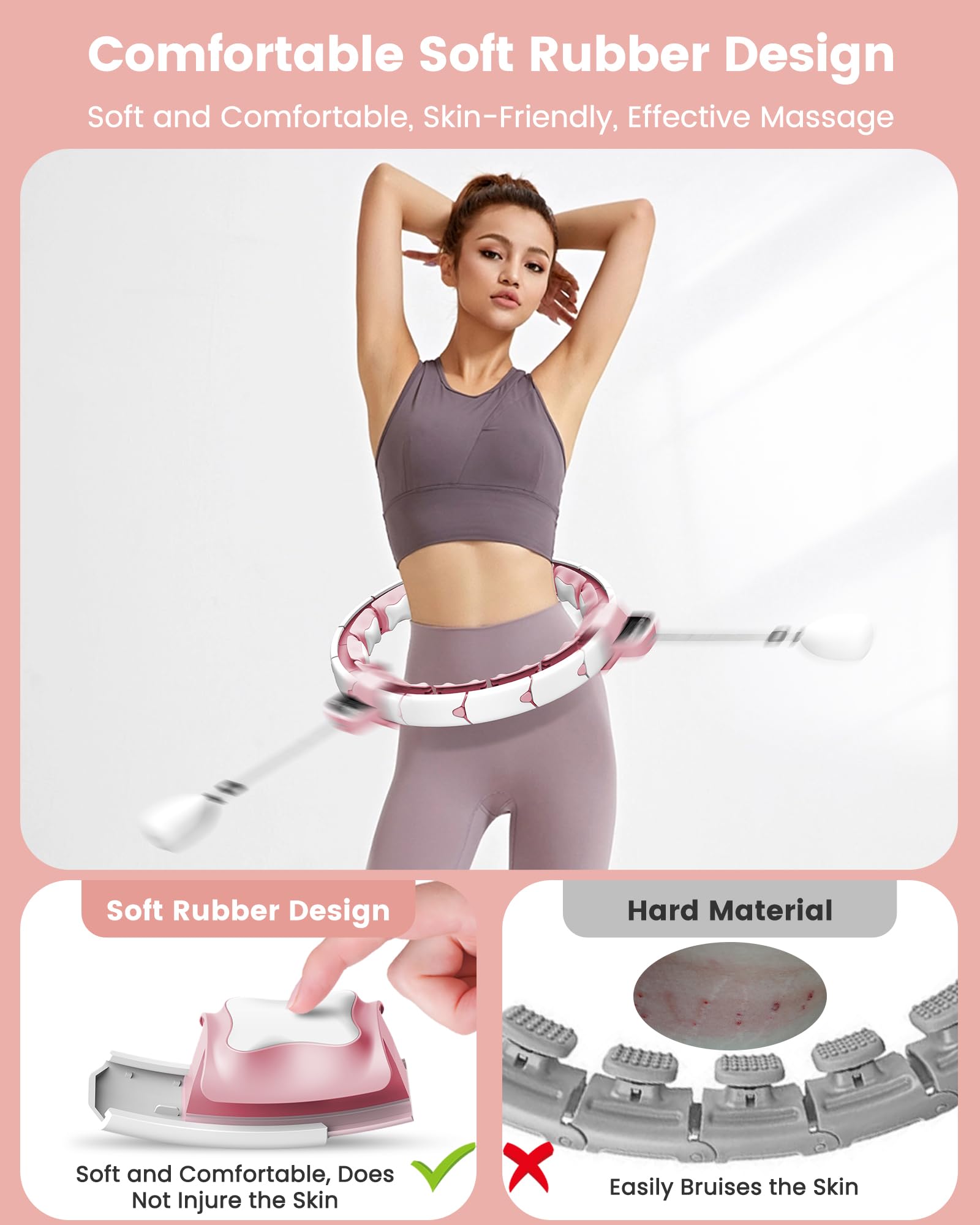 Hula Hoop Mit Gewicht Kugel，Smart Hula Hoop Reifen Erwachsen Anfänger Fitness Hoola Hoop for Weight Loss，Einstellbare Leise Reifen Mit Lntelligente Zähler，Fällt Nie, Workout Zum Abnehmen