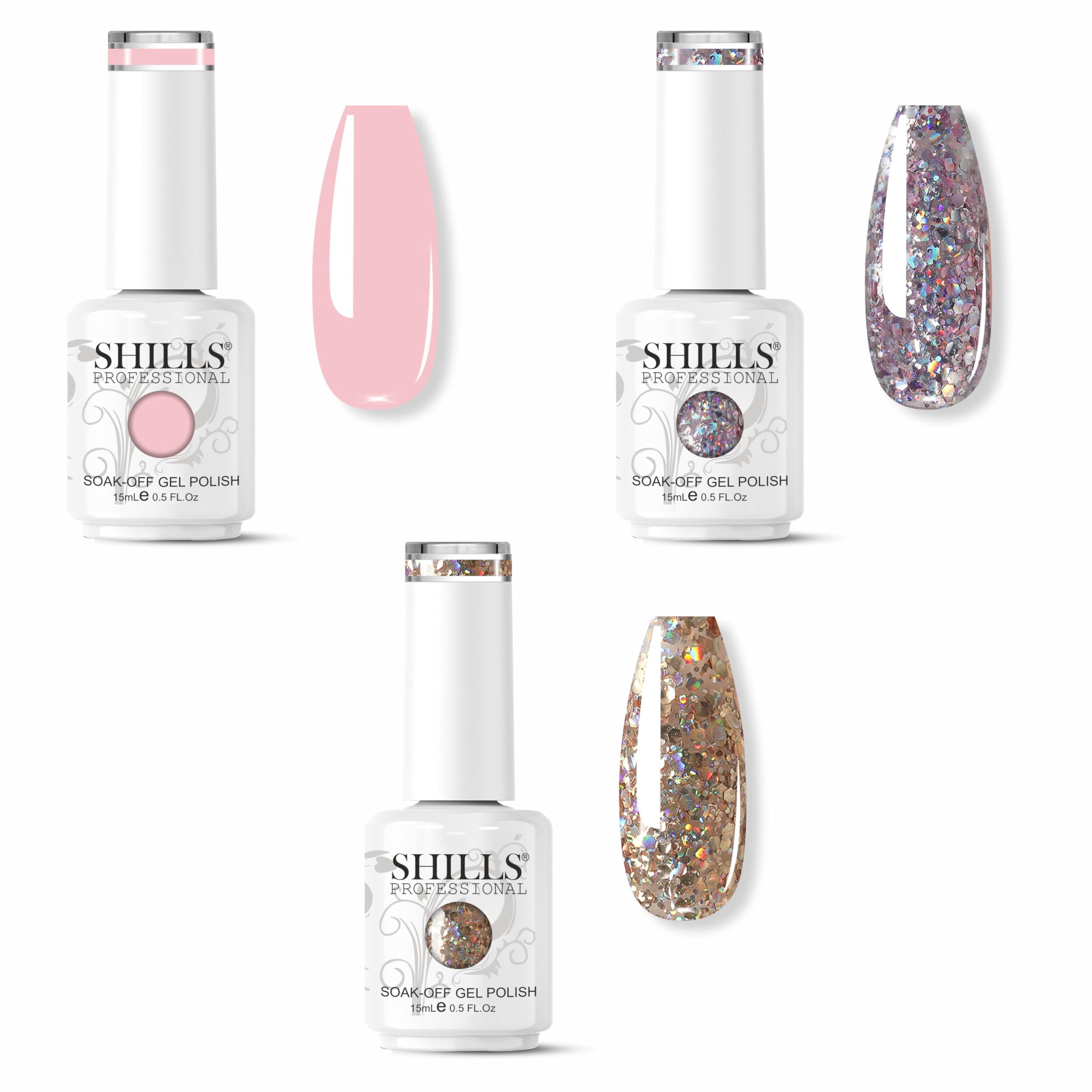SHILLS PROFESSIONAL UV LED Gel Polish Combo Set, Multi, Long Lasting Soak-Off, Shades 013, 238 and 240-image-23