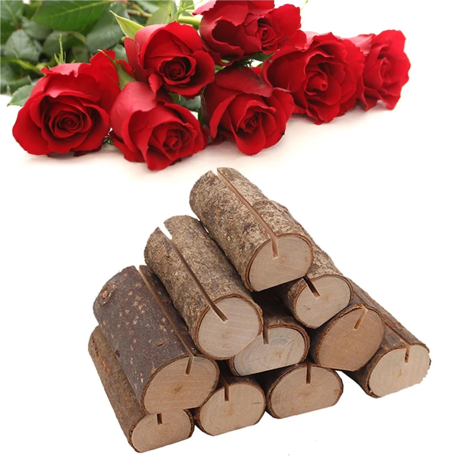Tischkartenhalter aus Holz, für Tischkarten, Speisekarten, Fotos, natürliche Ordner, rustikale Clips, Party, Hochzeit, Desktop-Dekoration, 50 Stück
