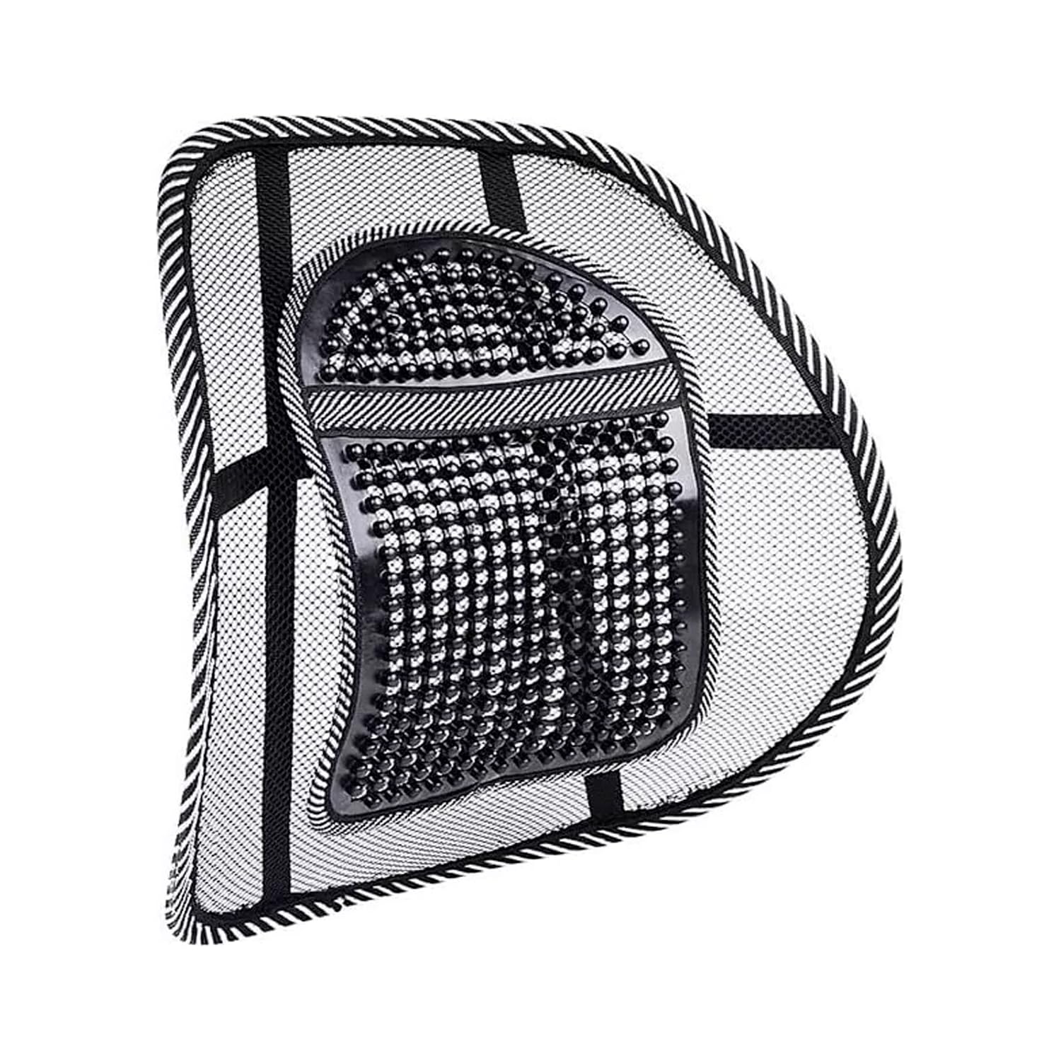 CABLEPELADO Ergonomic Back Support with Lumbar Massager for Chair and Car | Breathable Mesh with Memory Foam Support | Adjustable Strap | Measures 39.5 x 39.5 cm (1 Unit)