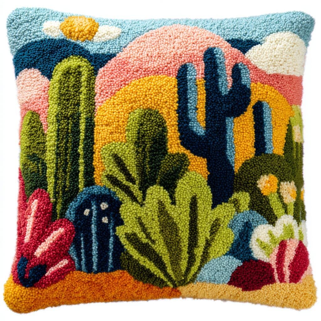 WallustrioaW Latch Hook Kits Pillow,Cactus