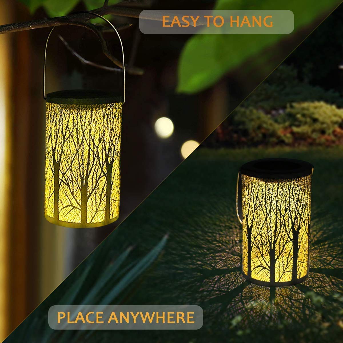 Lampa solarna ogród wodoodporna zewnętrzna wisząca latarnia cylindryczna lampka nocna drzewo lampiony energia słoneczna dekoracja domu lampa ogród