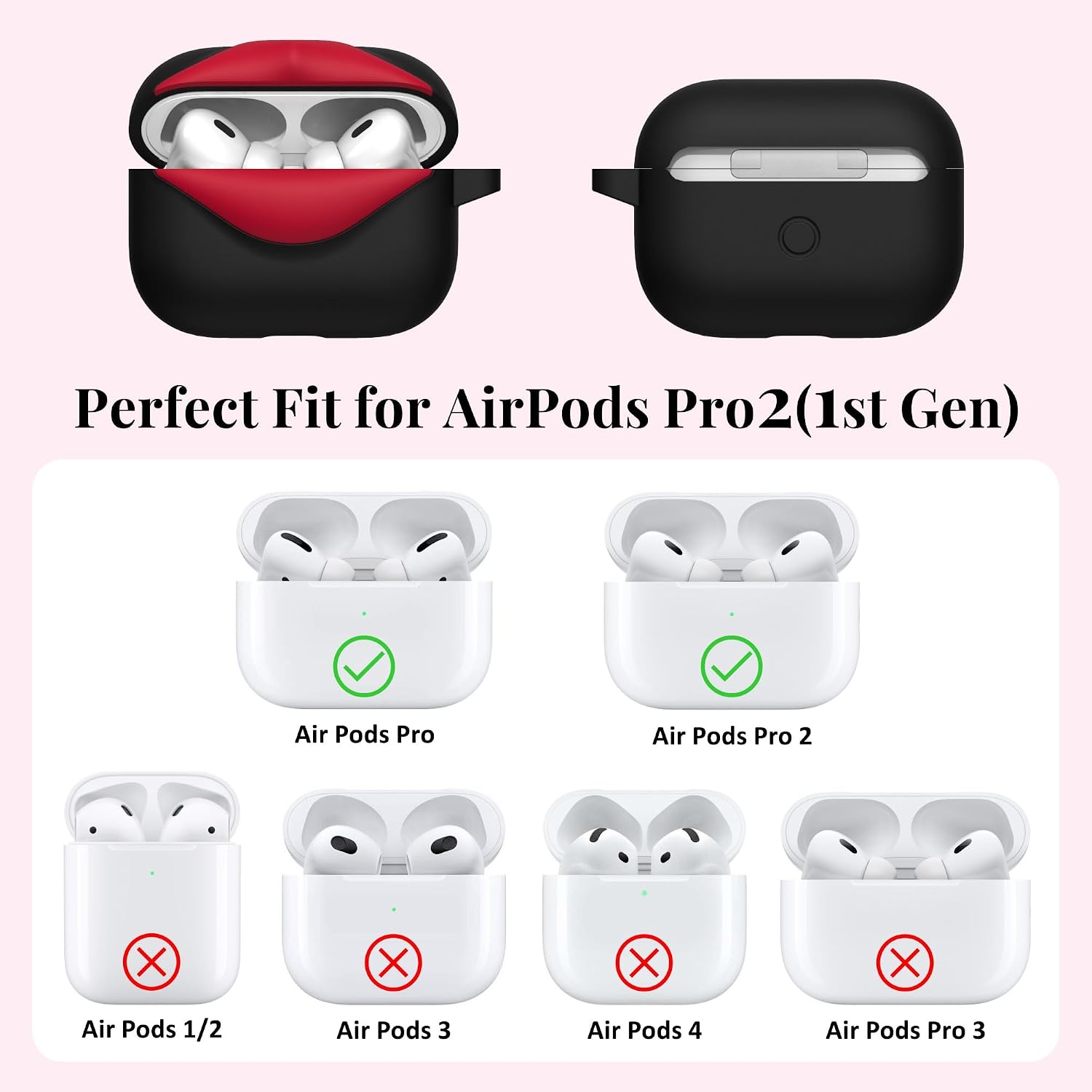 LOMONICA Super Cute 3D Red Lips Silicone Case for AirPods Pro 2/1 (Black) image 3