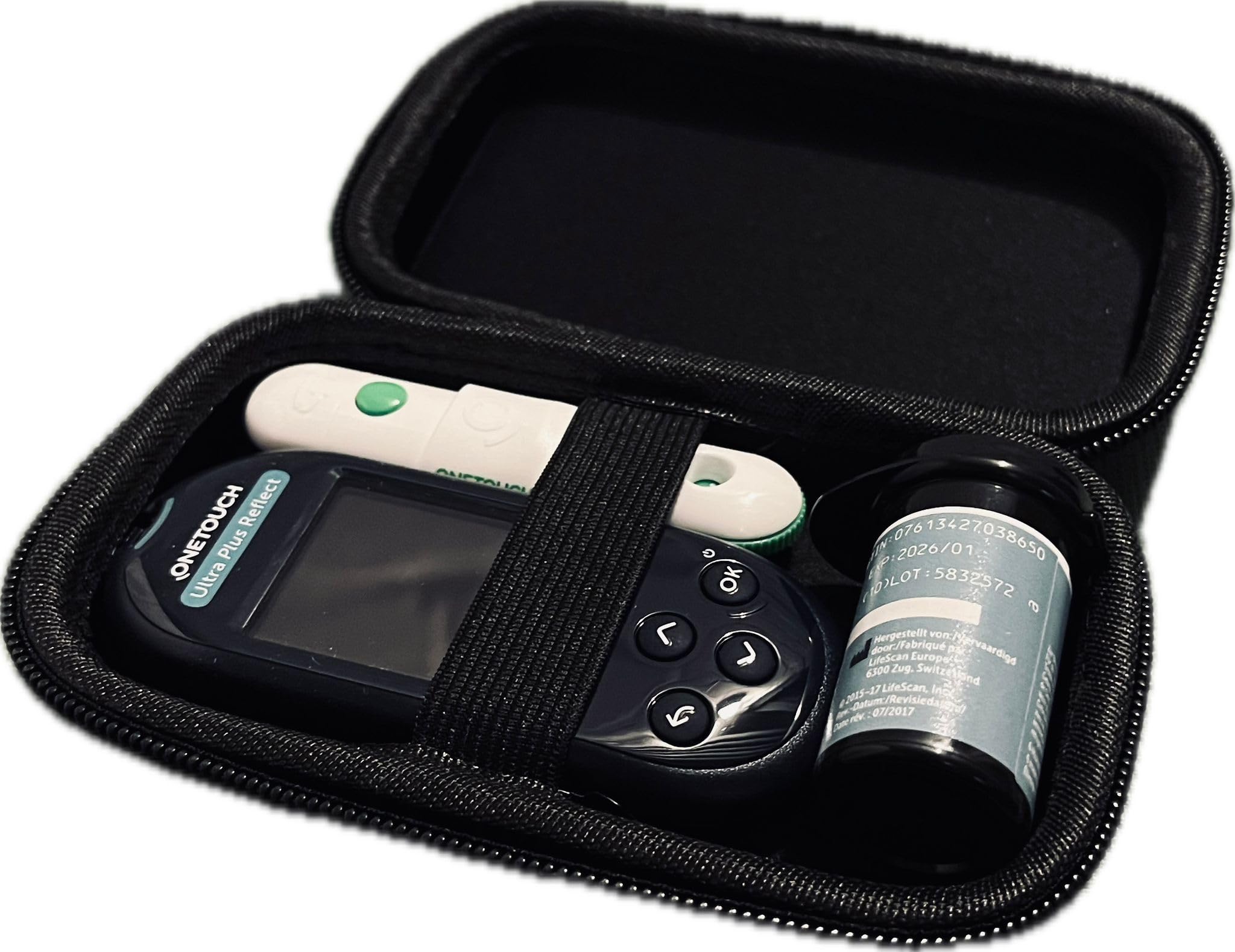 SEWAS OneTouch Ultra Plus Reflect - Funda rígida para medidor de glucosa en sangre OneTouch Ultra Plus Reflect, bolsa para diabéticos, riñonera, funda protectora para medidor y accesorios