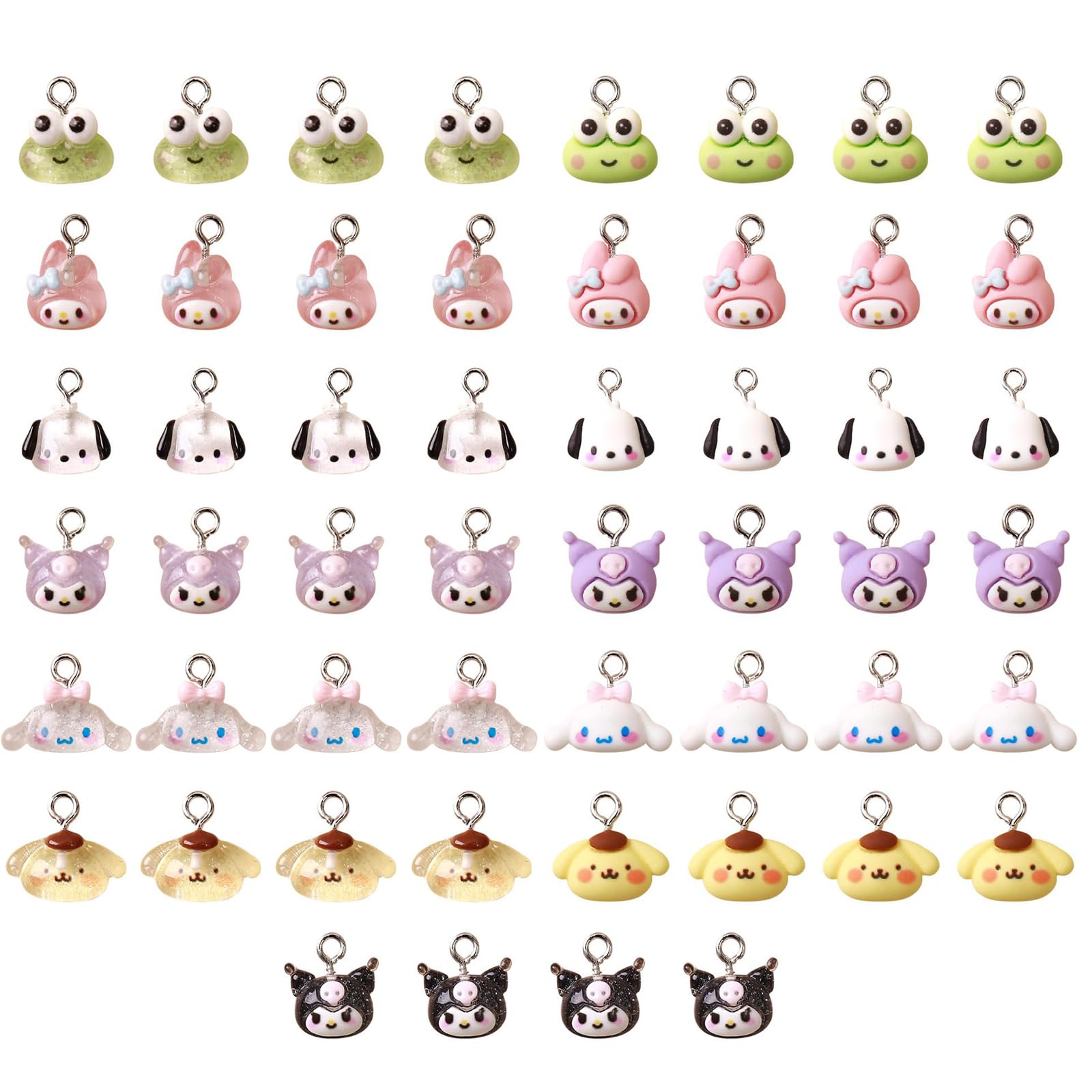 TECHPLUS52 PCS Cute Cartoon Resin Charms for Jewelry Making, DIY Pendant Charms for Bracelets, Necklaces,Earrings, Cute Cartoon Animal Design Charms