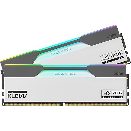 KLEVV CRAS V RGB ROG Certified DDR5 48GB (2x24GB) 7200MHz CL34 SK Hynix A-Die 1.4V Gaming Desktop Ram Memory XMP 3.0 / AMD Expo Ready - Duotone Silver (KD5KGUD80-72B340P)