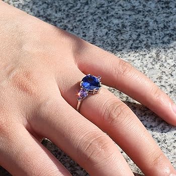 パーセルジュエリー アメジスト•サファイアリング Amazon | 女性の十代の女の子のためのリング、ファッション女性