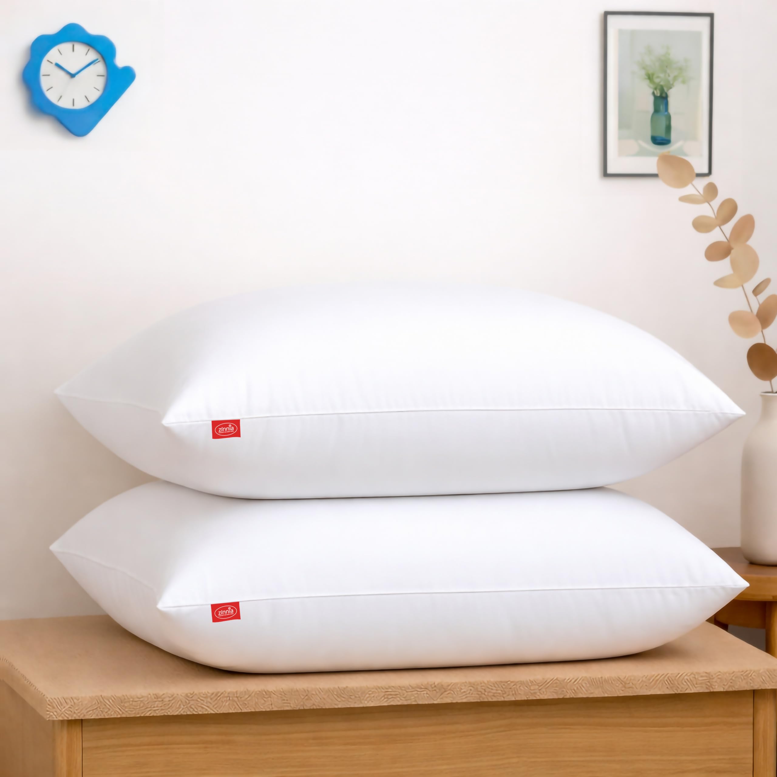 Zinnia Comfort Soft Microfiber Pillow | White | Standard Size 45 x 70 CM | Pack of 2