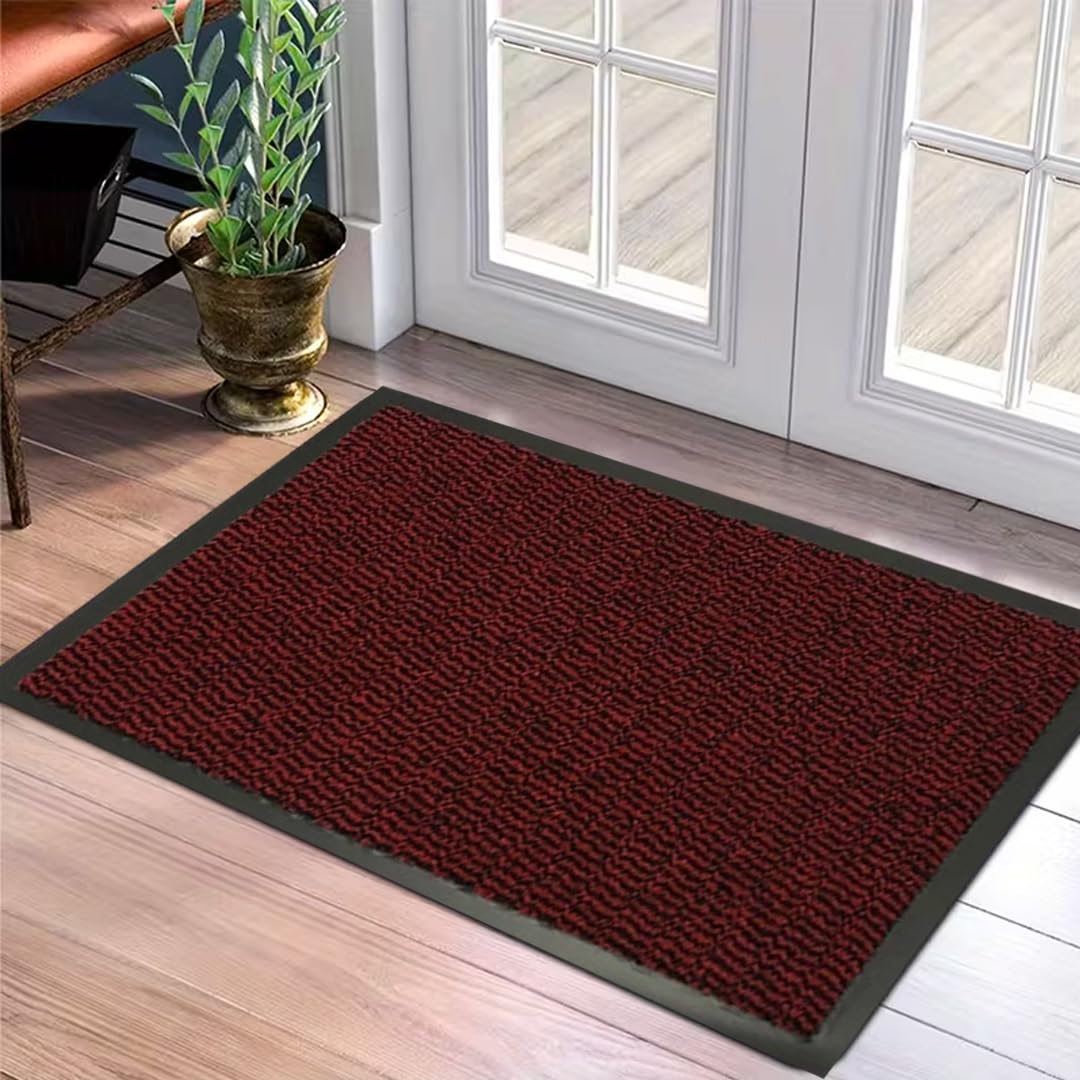 ZIYA HOMES Red Door Mat 2 Pack 120 x 150 -Bath Mat Indoor & Outdoor Heavy Duty Floor Mat - Non Slip Rubber Back - Dirt Trapper Door Mat - Washable Doormats Rug Super Absorbent Front Doormat