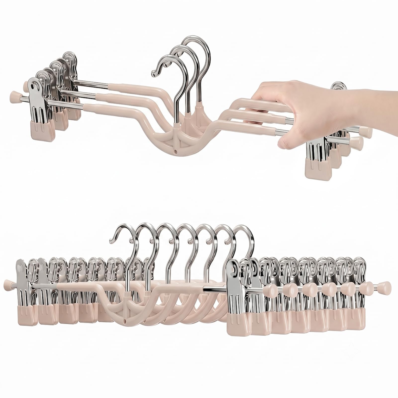 Photo 1 of Niziyue Pants Hangers with Clips, 10 Pack, Pink