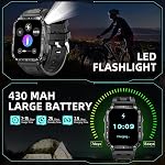 Military Smart Watches for Men (Make/Answer Call) with LED Flashlight 1.96" Screen 430mAh Fitness Tracker with Sport Modes Health Monitor Outdoor Tactical Smartwatch for iPhone Android