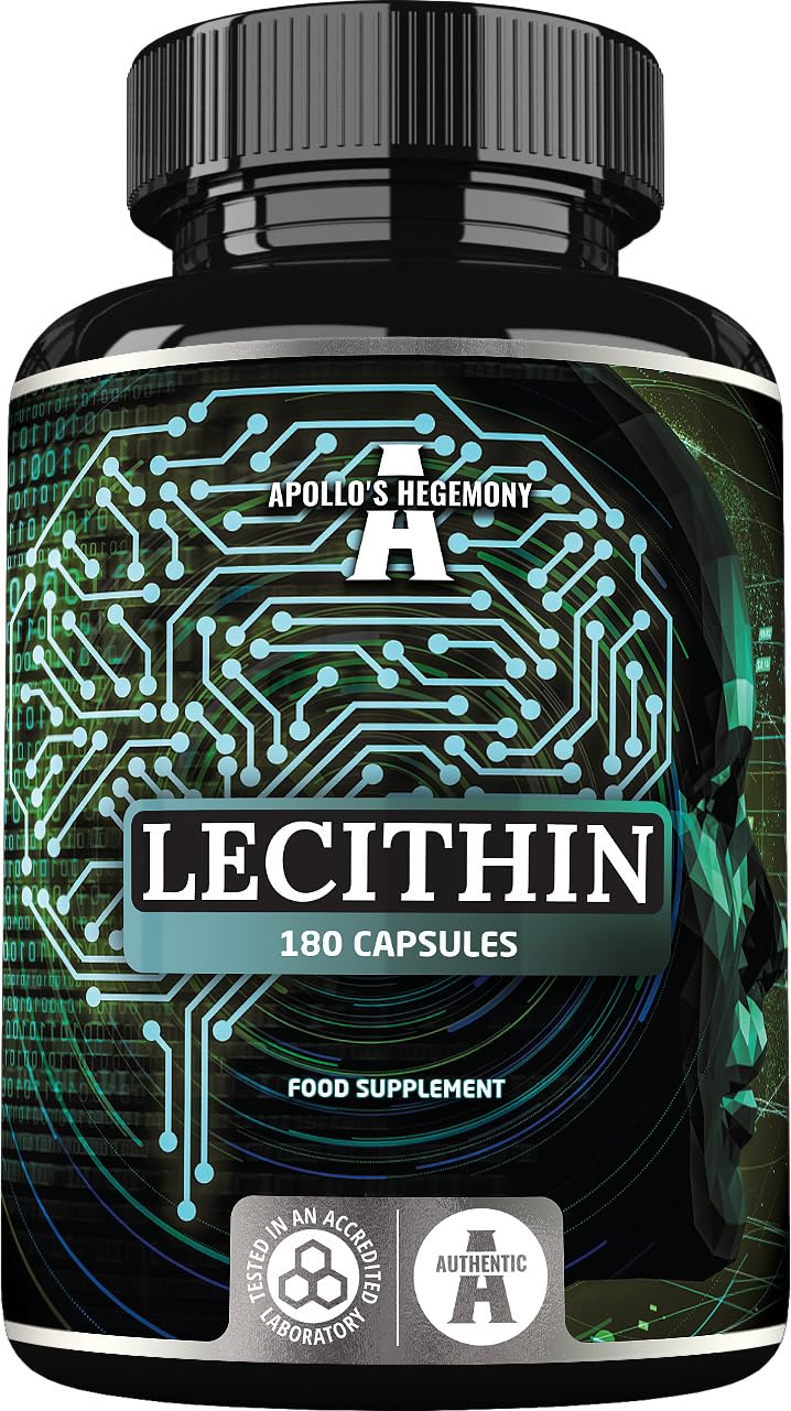 Lecithin 1200mg with Vitamin E - 180 Softgels - High Strength Soy Lecithin Supplement - 6 Months Supply - Laboratory Tested Lipid Lecithin Supplements - by Apollo's Hegemony