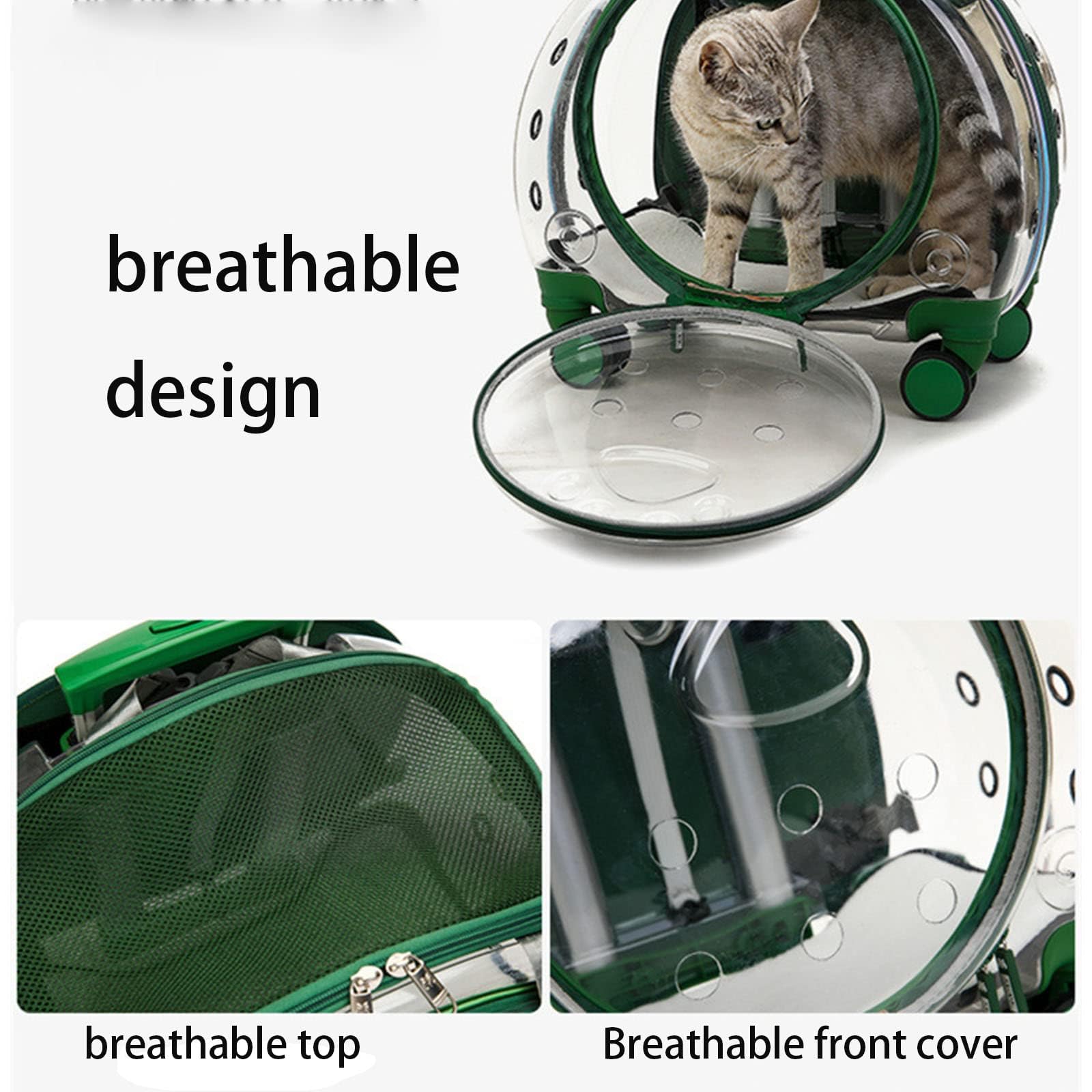Transportín para gatos con ruedas, aprobado por aerolíneas, alfombrilla extraíble para gatos y cachorros de hasta 8 kg