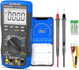 GOLDCHAMP Voltage Tester 6000 Counts Digital Multimeter Auto-Ranging Tester with DC AC Voltmeter DC AC Current Capacitance Ohm Meter NCV Temperature(℃/℉) Duty-Cycle Frequency for Automotive（770HCAPP）