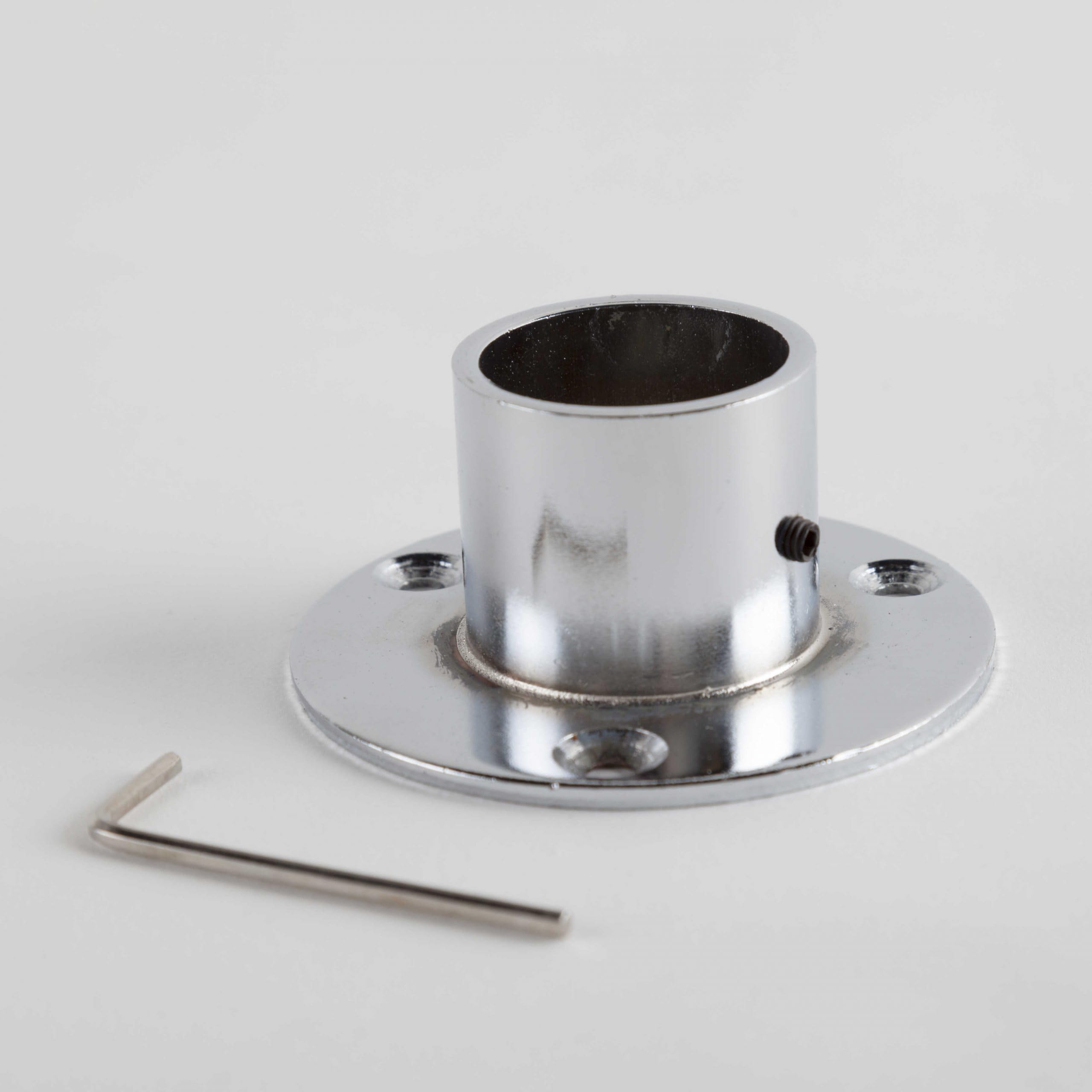 My Shopfittings Standard Wall/Floor Socket Heavyduty 25Mm Or 32Mm Dia-Meter Hanging Rail Tubing System For Wall, Floor, Ceiling, Roof And Walk-In Wardrobe Chrome Tubing System (, 32Mm)