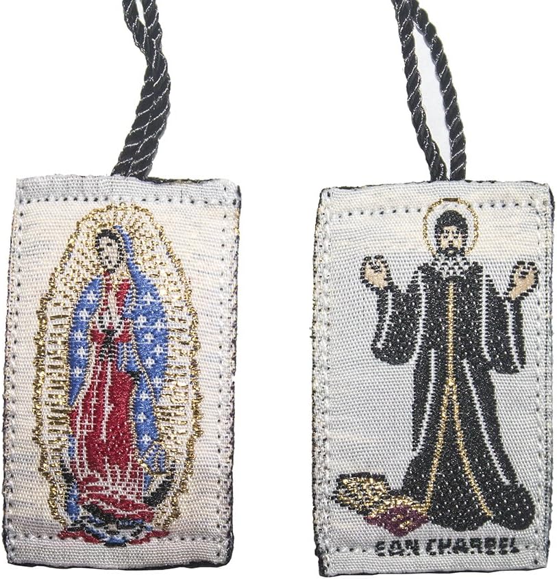 Saint Charbel Makhlouf Scapulary with Guadalupe or Escapulario de San Charbel Y la Virgen Full Body, adjustable, textile