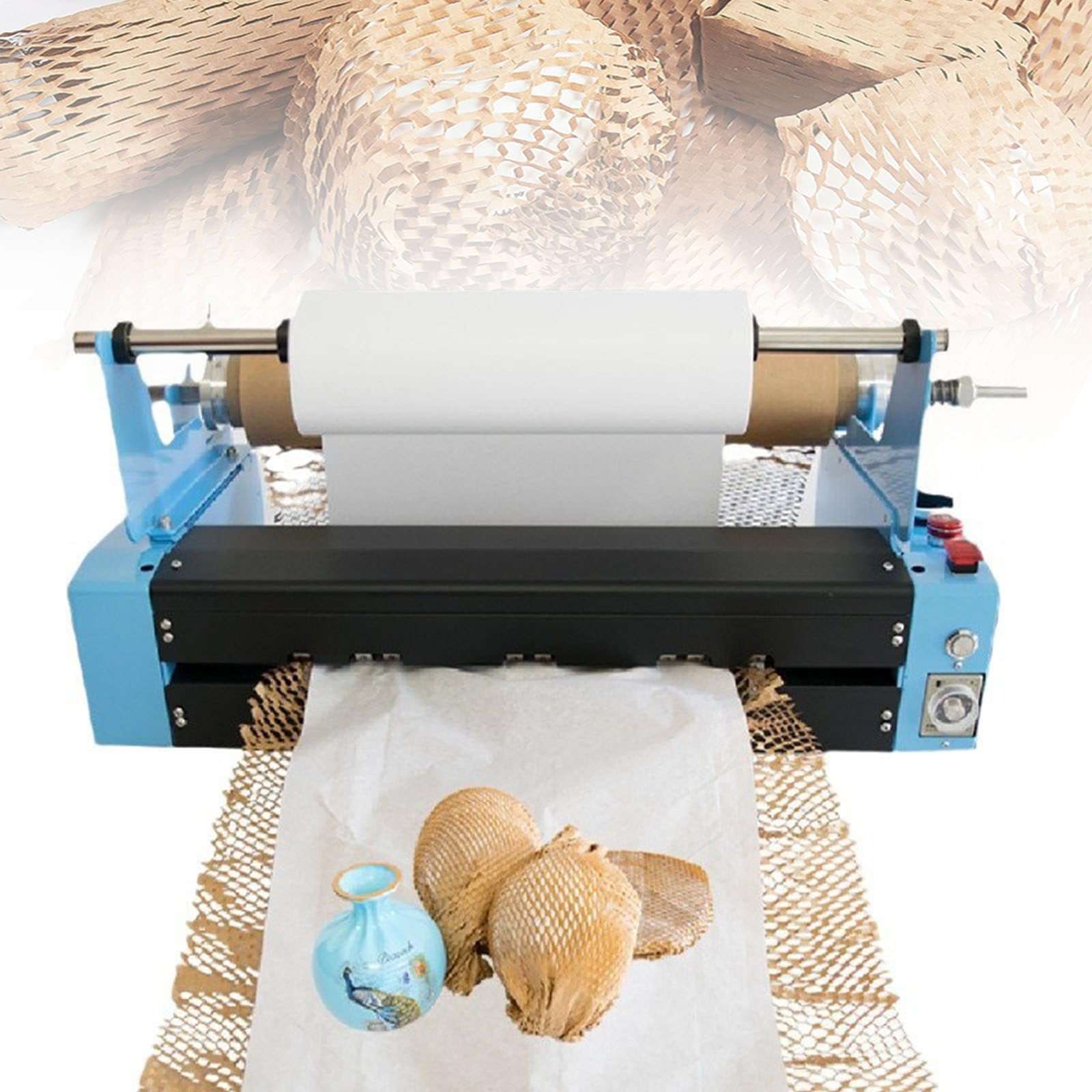 YXYLJOZ Honeycomb Packing Paper Roll Dispenser, Honeycomb Packing Paper Packaging Dispenser, Wrapping Paper Automatic Machine for Protective Cushioning Wrap,A