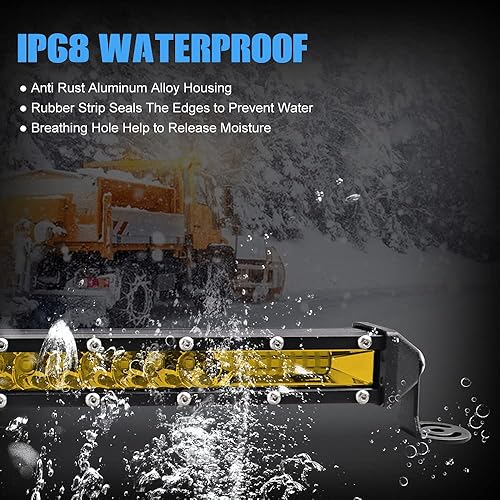 Miniatura 3 de Sanman - Barra de luz LED amarilla de 30 pulgadas, ultra delgada, barra de luz todoterreno para conducción de SUV, UTV, ATV, camiones, 1 unidad