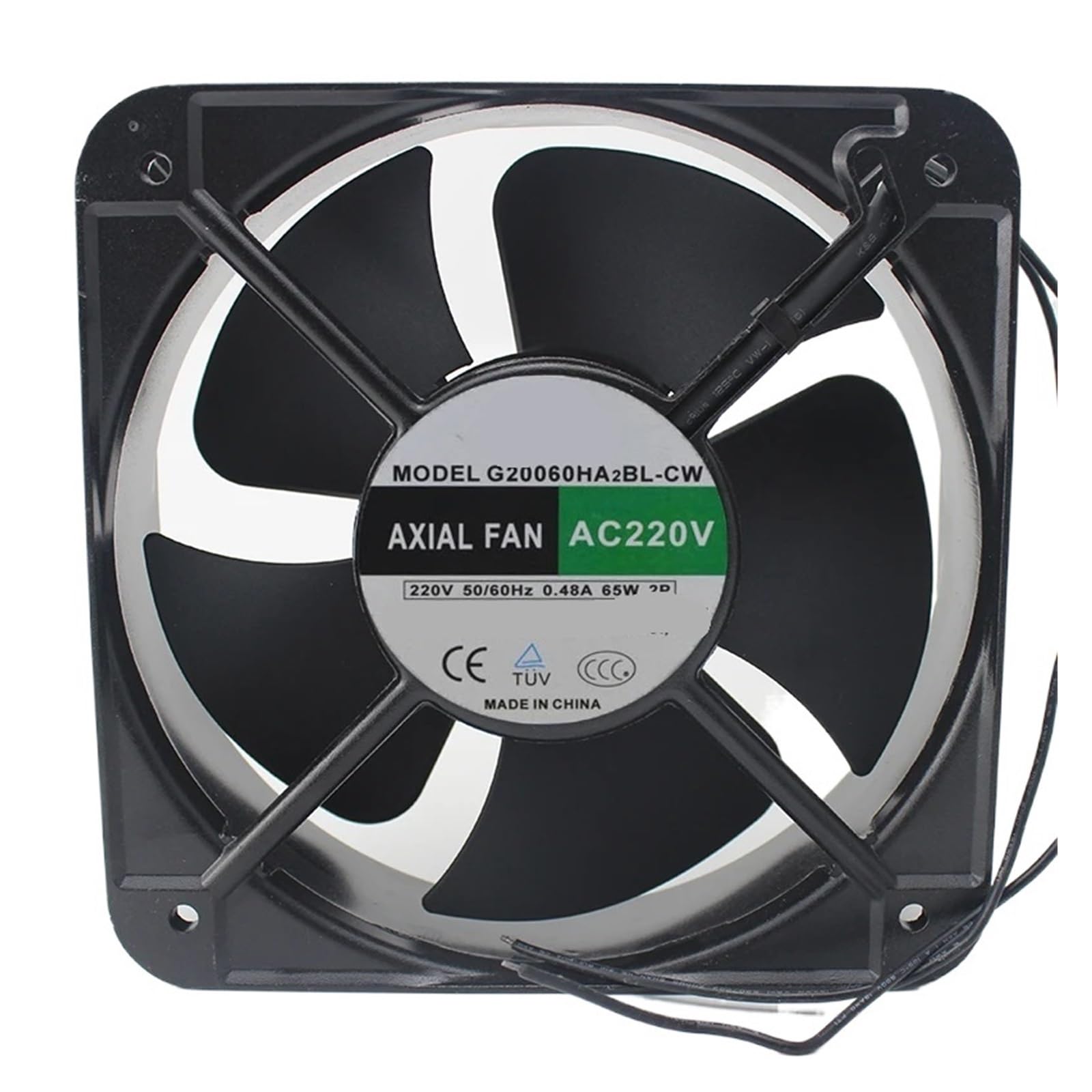 TPKMVGAP G20060HA2BL-CW AC 220V 65W 200x200x60mm 2-Wire Server Cooling Fan