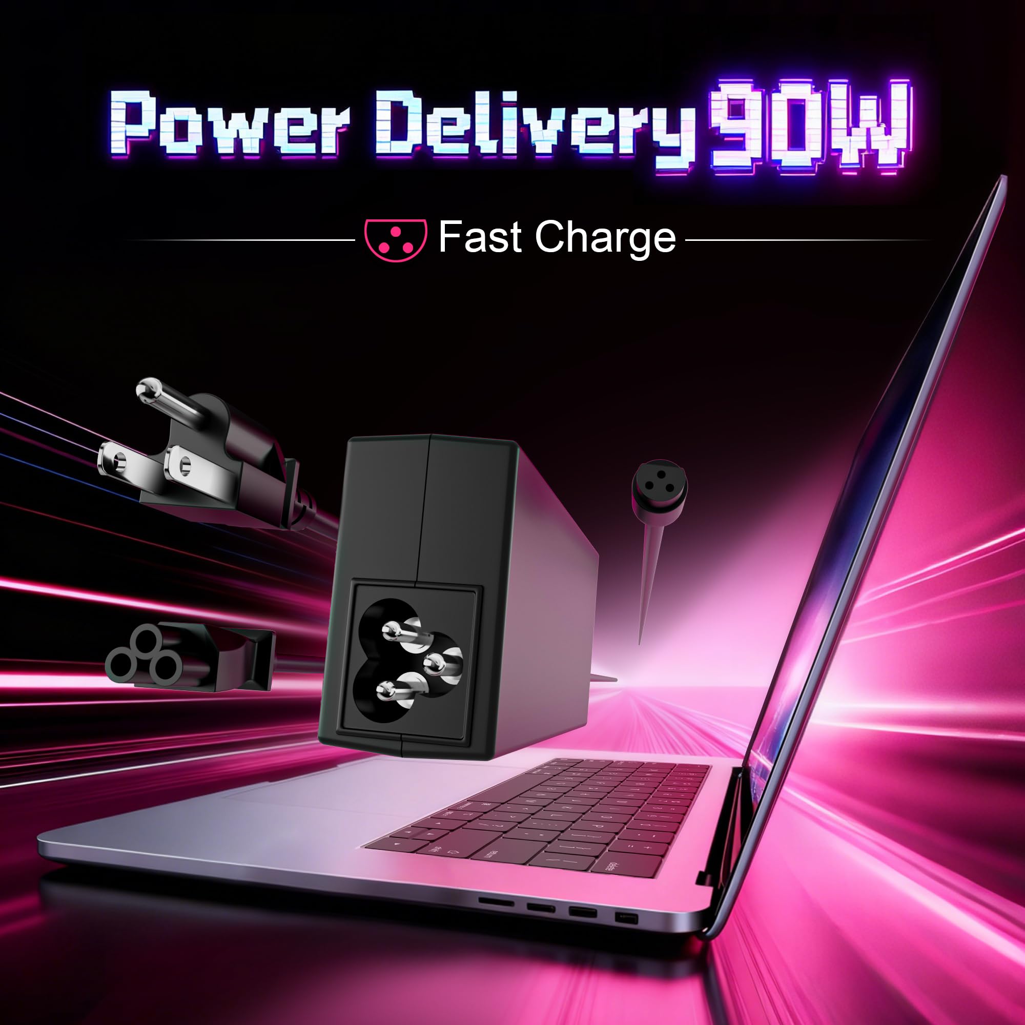 90W Universal Laptop Charger AC Adapter Replacement for Lenovo HP Dell ASUS Acer Samsung Sony Fujitsu Notebook Ultrabook Chromebook Latitude Inspiron Pavilion Power Supply Cord with 15 Tips
