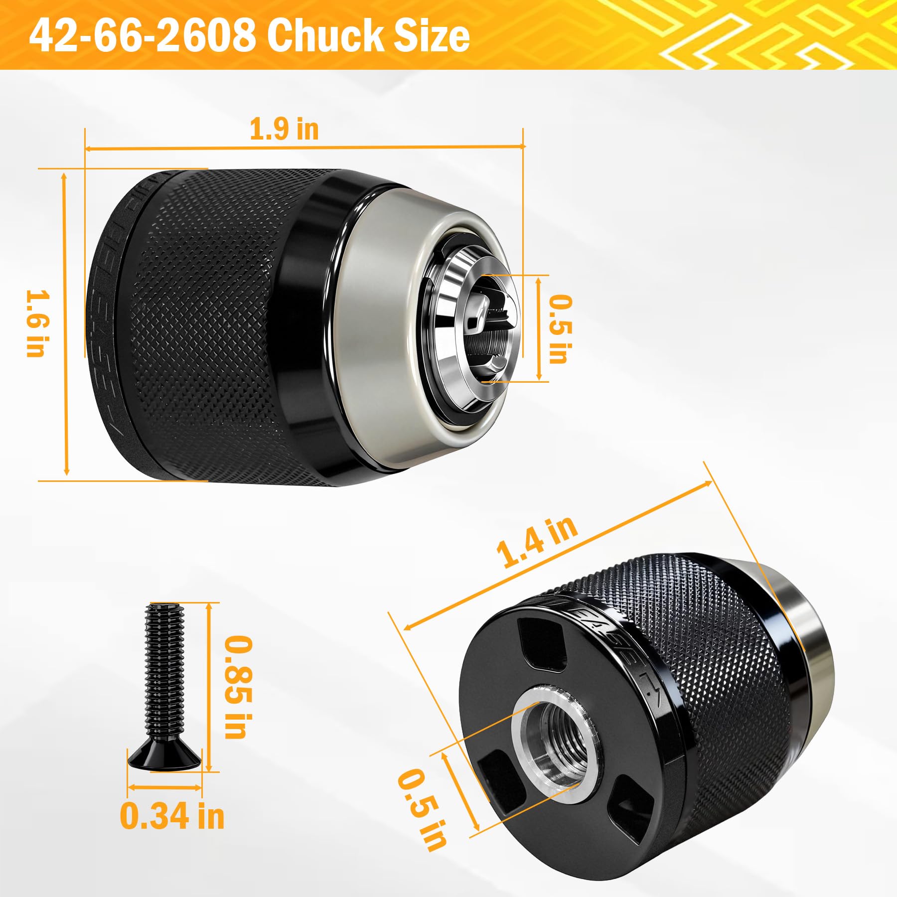 42-66-2608 Keyless Chuck Assembly Replacement for 1/2 in Driver