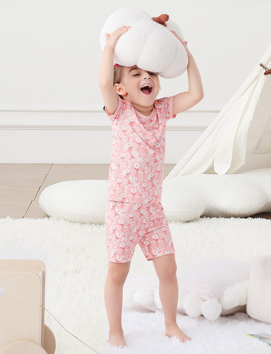 JunNeng Bamboo Viscose Pajamas for Toddler Girls, 2-Piece Snug fit Pjs Short Sleeve Summer Sleepwear 12M-5Y - Image 3