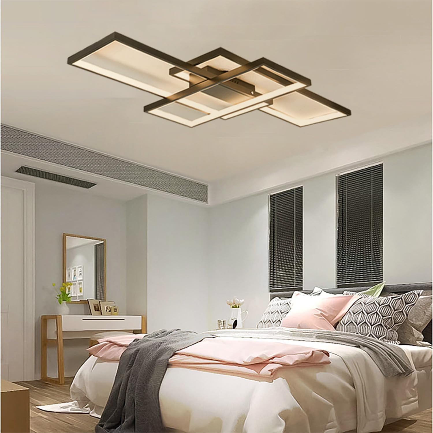 Deckenlampe Wohnzimmer,Led Deckenleuchte Einbau Led Rechteckig mit Fernbedienung Dimmbar deckenlampe schlafzimmer 3000K-6000K für Esszimmer Wohnzimmer. (80 * 45CM/65W,schwarz)