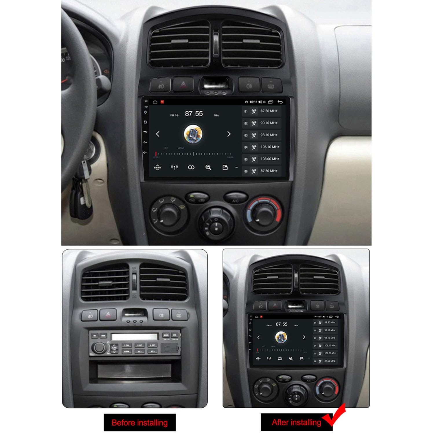 Generico Autoradio Wireless Android 15 CarPlay Android Auto per Hyundai Classic Santa Fe 2006-2015, Schermo da 9 Pollici con GPS, WiFi, Bluetooth, FM, RDS e Telecamera Posteriore (4-Core (2G+32G))