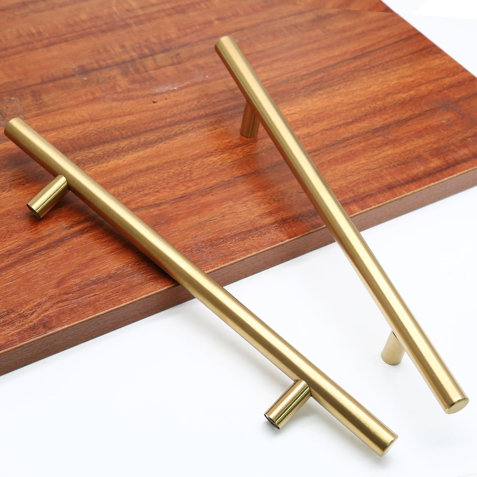 Cjueiom 6 Pack Gold Cupboard Handles 128mm Hole Center T Bar Handles - Image 3