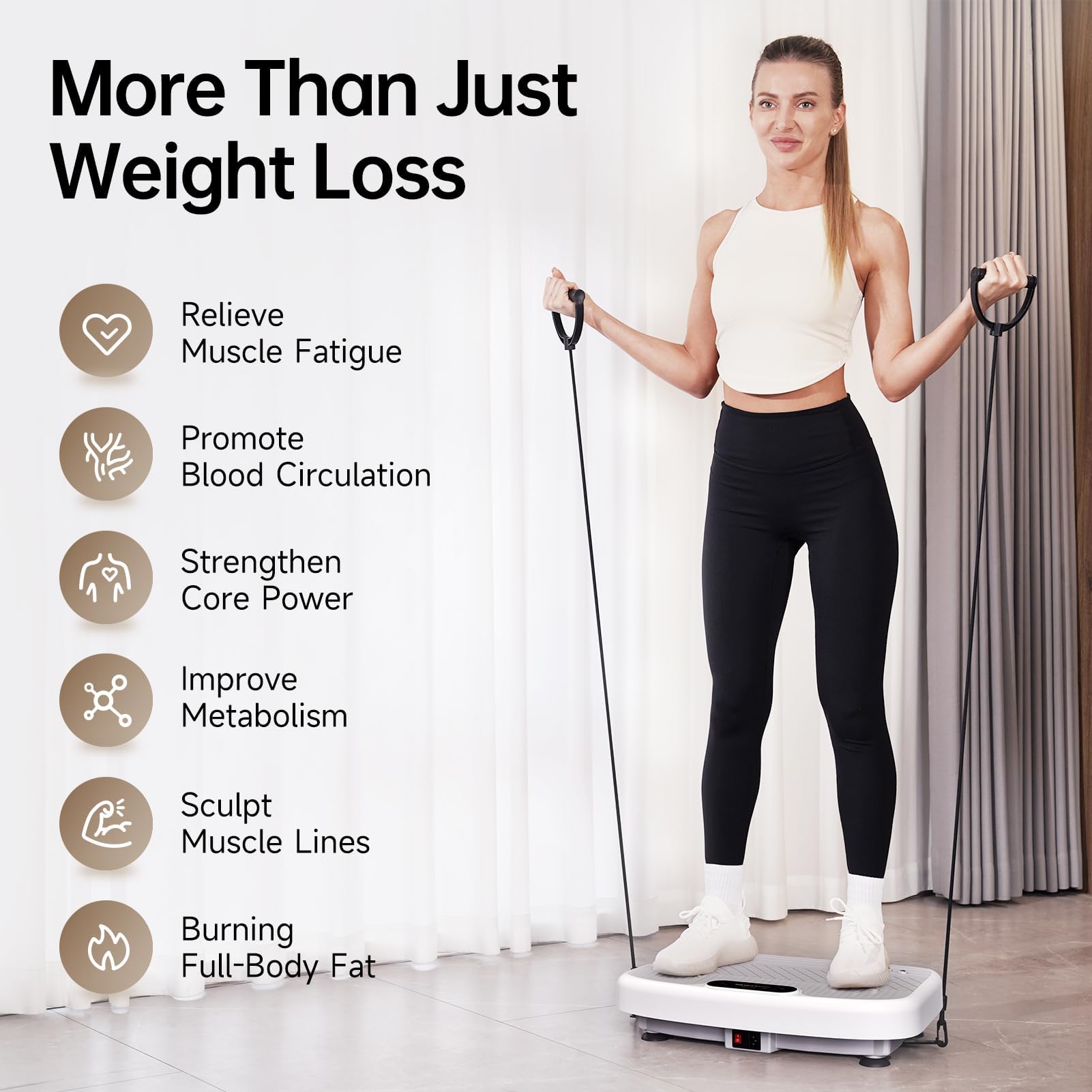 YAMO YV20 Plataforma Vibratoria Fitness | 99 Niveles de Velocidad, 5 Programas, Mando a Distancia y Bandas de Resistencia | Pantalla LED Táctil, Capacidad Carga de 150KG
