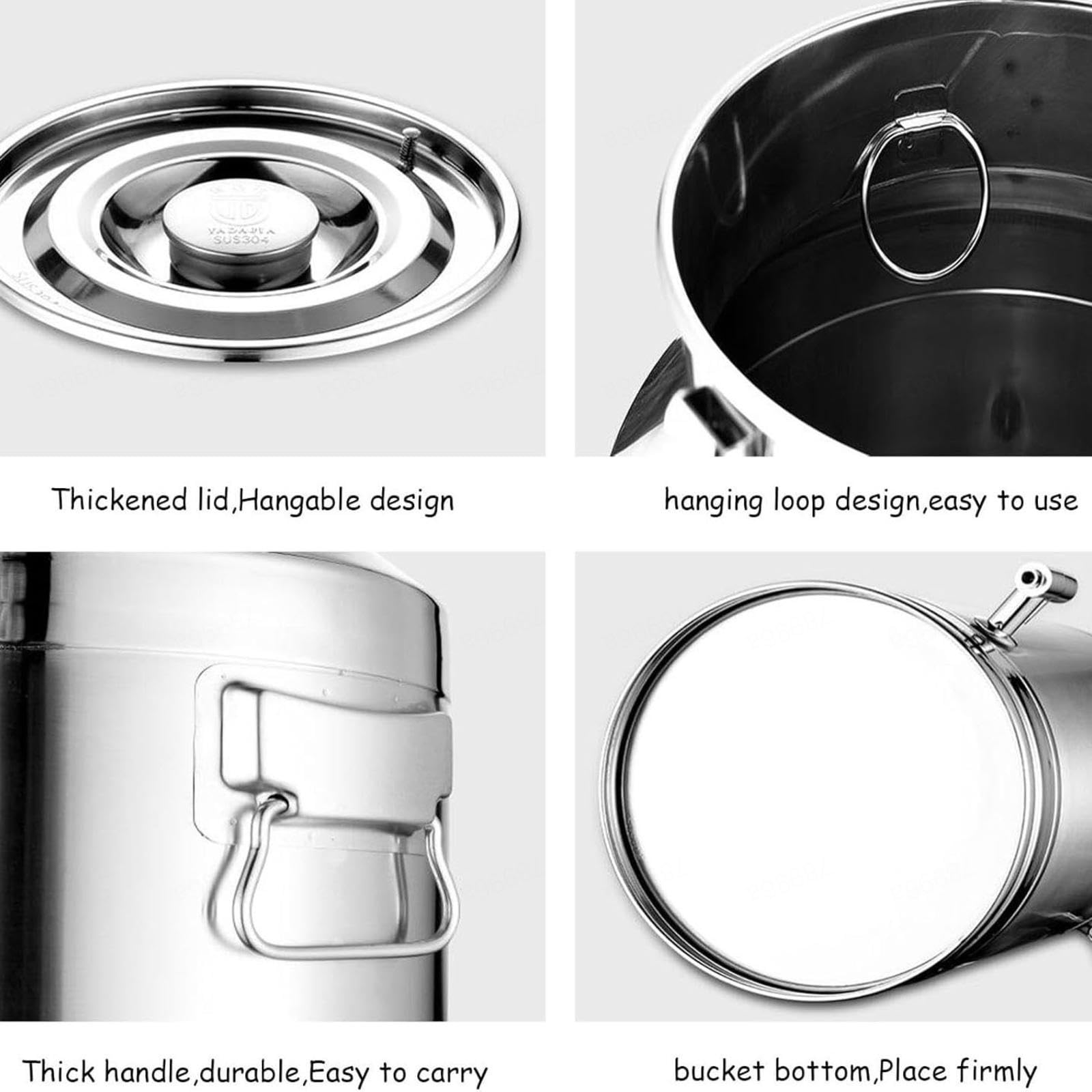 Jarra de leche de acero inoxidable bidón para vino,A-22L | cubo para vino/recipiente lácteos/bidón de leche/jarra con tapa sell tapa/asa, transportar o almacenar leche,A-22L