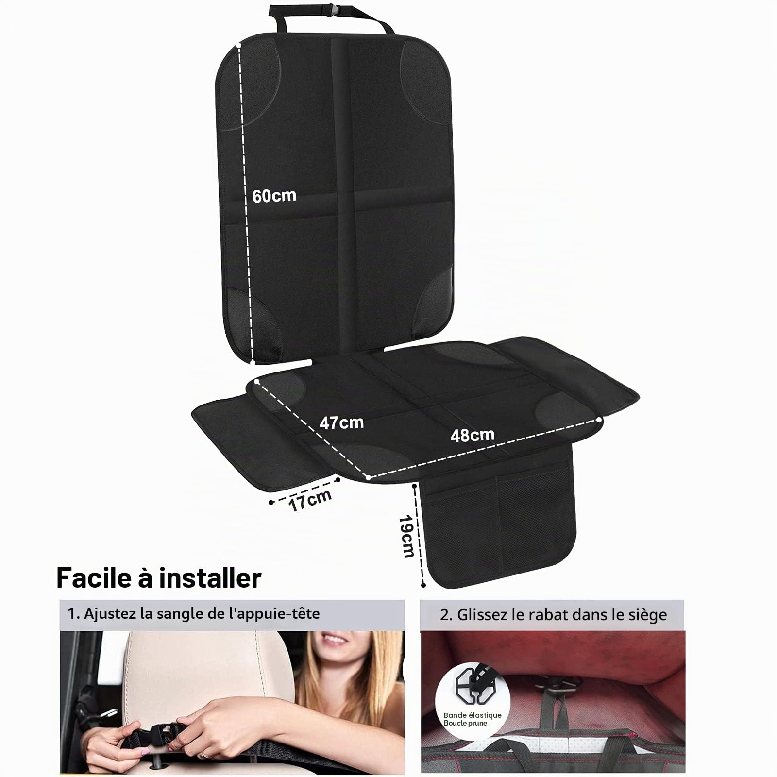 2 Pièce Protection Siege Voiture Enfant et Chien, Housse Antidérapante Universelle avec Poches de Rangement, Protege Siege Auto Facile à Nettoyer, Compatible ISOFIX, Housse Siege Auto Bebe