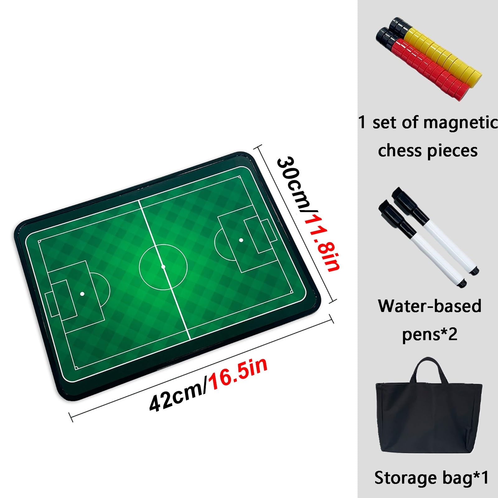 Lavagna per Allenatori di Calcio, Cartellina Allenatore con Penna, Pedine Magnetiche, Facile da Scrivere e Cancellare, Design a Doppia Faccia, con Borsa per Il Trasporto