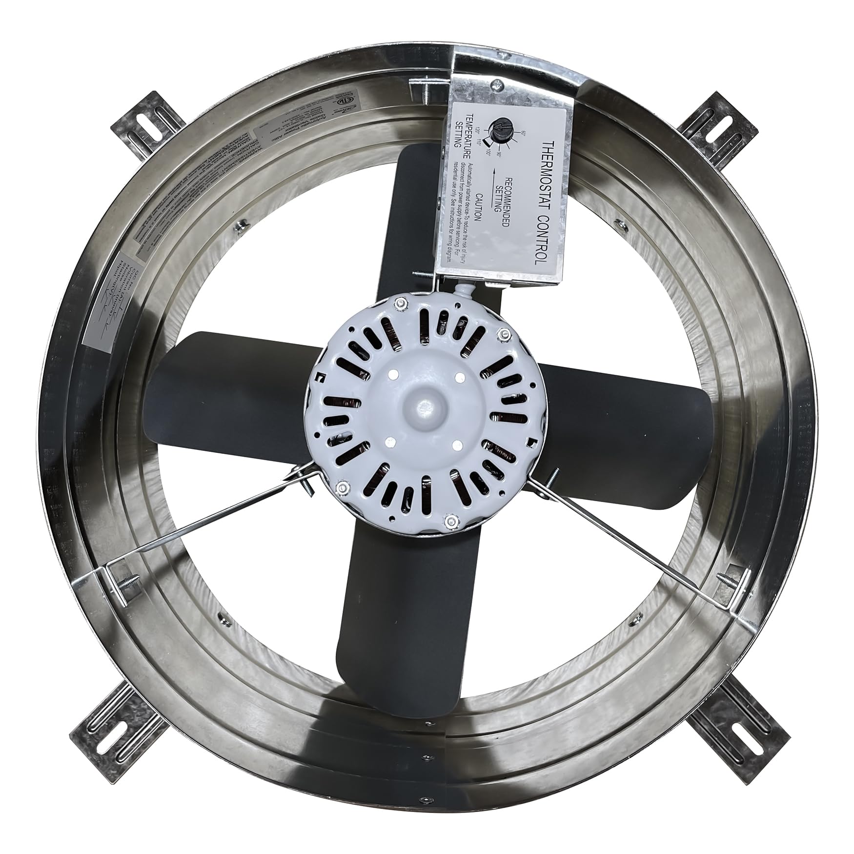 iLiving ILG8G14-12T Automatic Gable Mount Attic Ventilator Fan with Adjustable Thermostat, 2.85 Amp, 2339 CFM, Single-Speed | Automatic, 2339 CFM, 3.10 Amp, Single-Speed