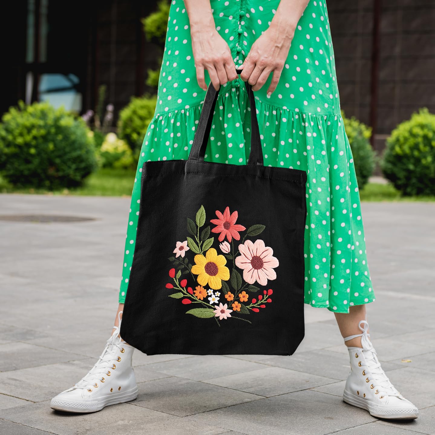 Louise Maelys Kit de bordado de bolsa de lona para principiantes, kits de punto de cruz para adultos, kit de punto de aguja para manualidades y manualidades, incluye bolsa de bordado con patrón de