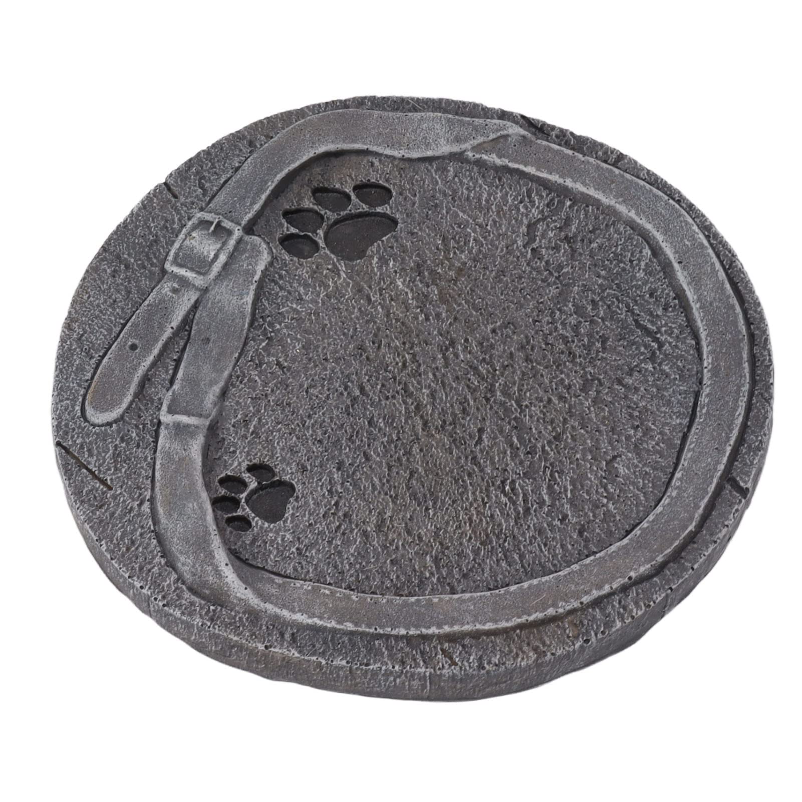 Piedra conmemorativa de huellas y cinturón decorativo de resina para mascotas, lápida, lápida, marcador de tumba para perros y gatos (gris)