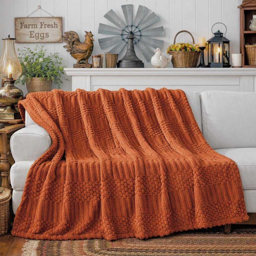 50x70 Inch Rust Throw Blanket - Soft & Fluffy Fleece, Cute & Aesthetic, Perfect for Sofa, Couch, Chair, Bed, Living Room & Bedroom, All-Season Use, Plush & Cozy Decorative Blanket - Image 2