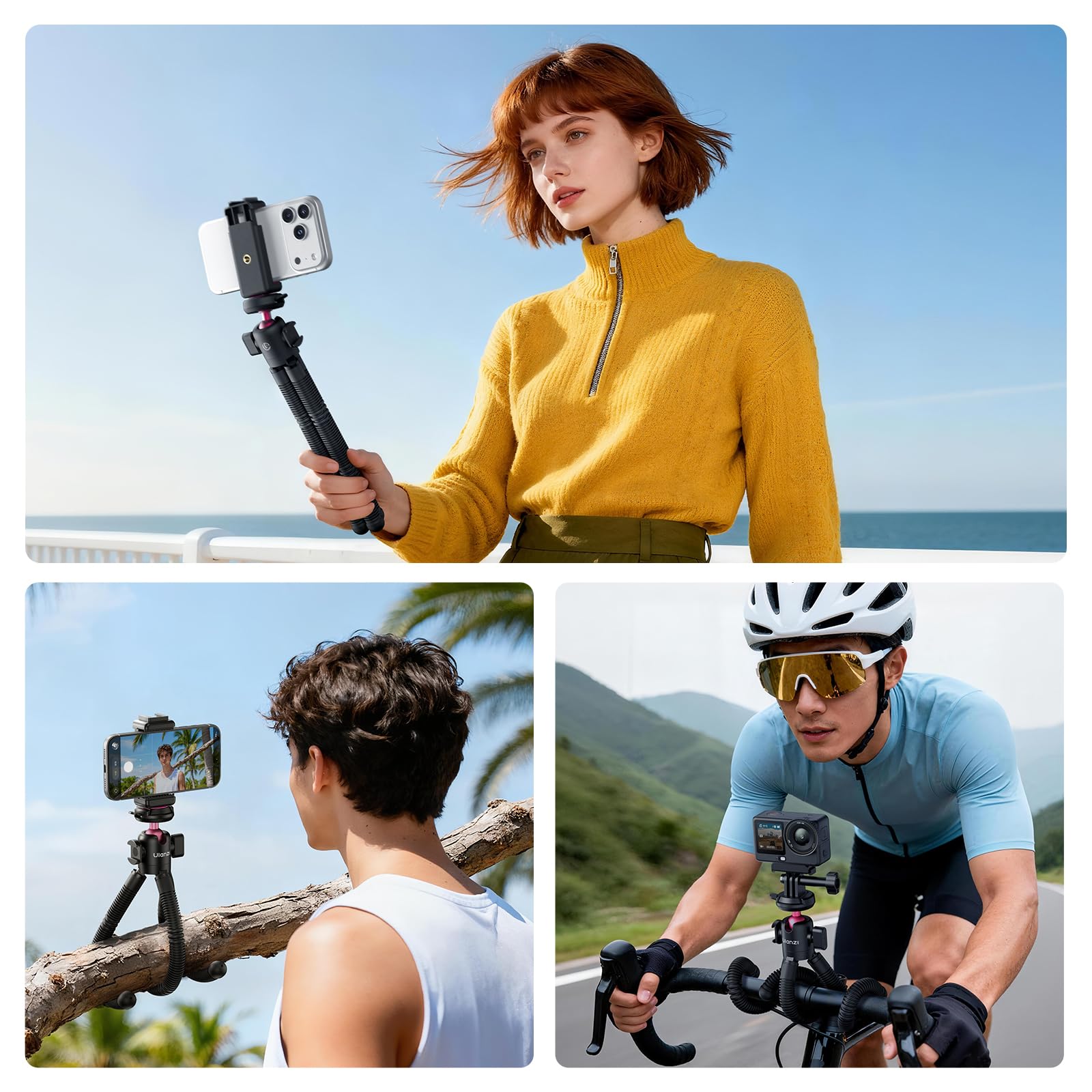 ULANZI MT91 Trépied Smartphone Flexible avec Télécommande Bluetooth, Trépied pour Appareil Photo Octopus avec système de Fixation Rapide, Mini Trépied W Adaptateur pour Caméra d'action