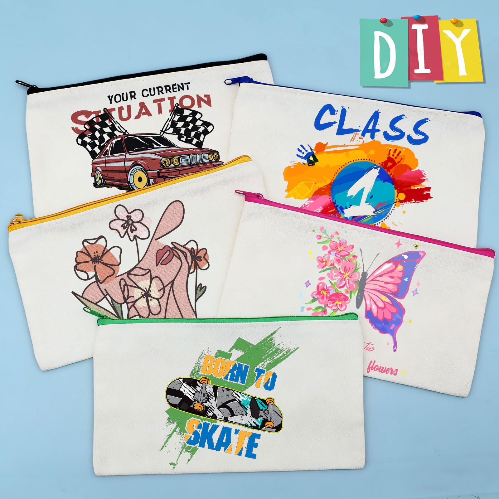 Pochette Tissu zippée Vierges Cinq Couleurs 20 pièces