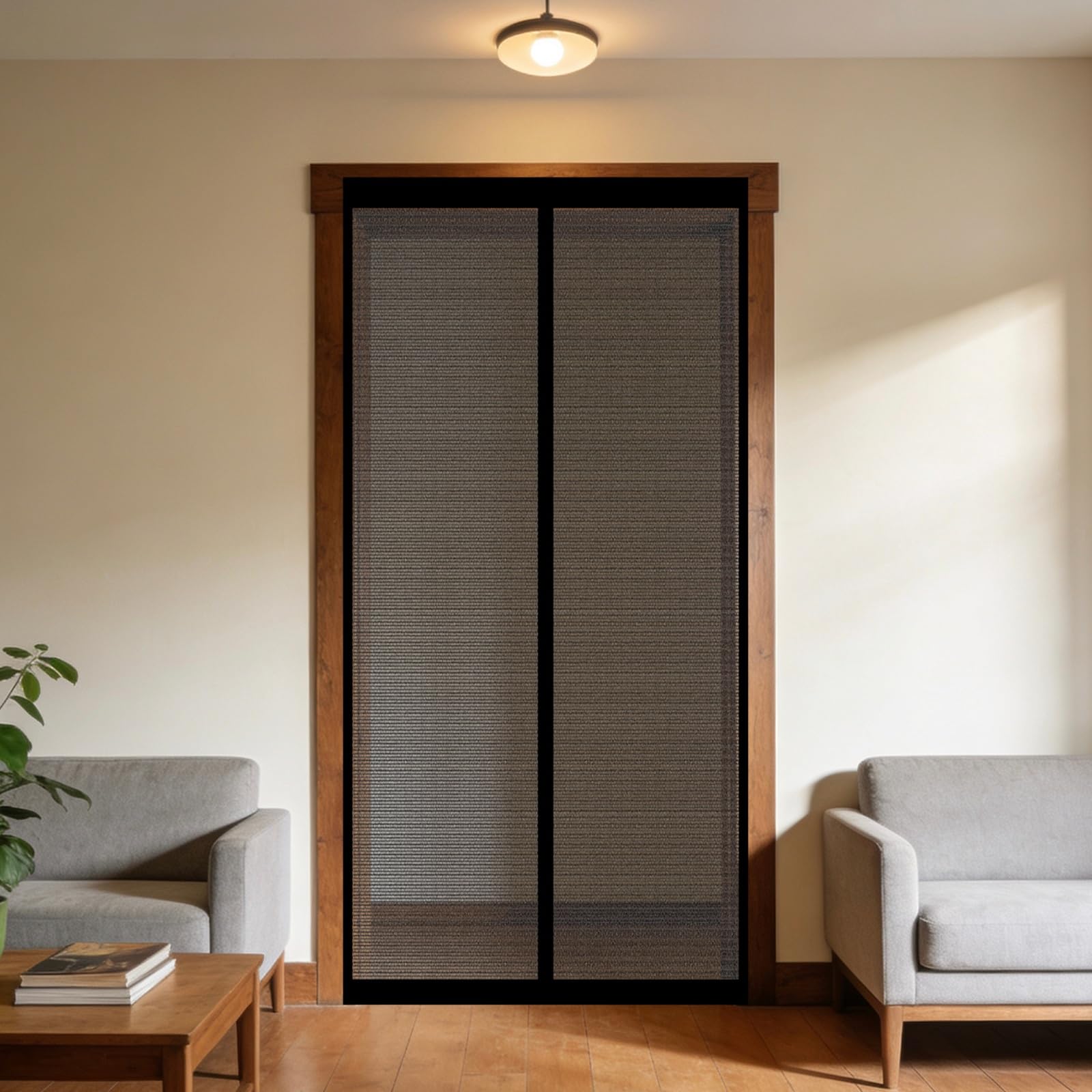 Moustiquaire Porte 190 x 300 cm Noir Rideau Aimanté pour Couloir
