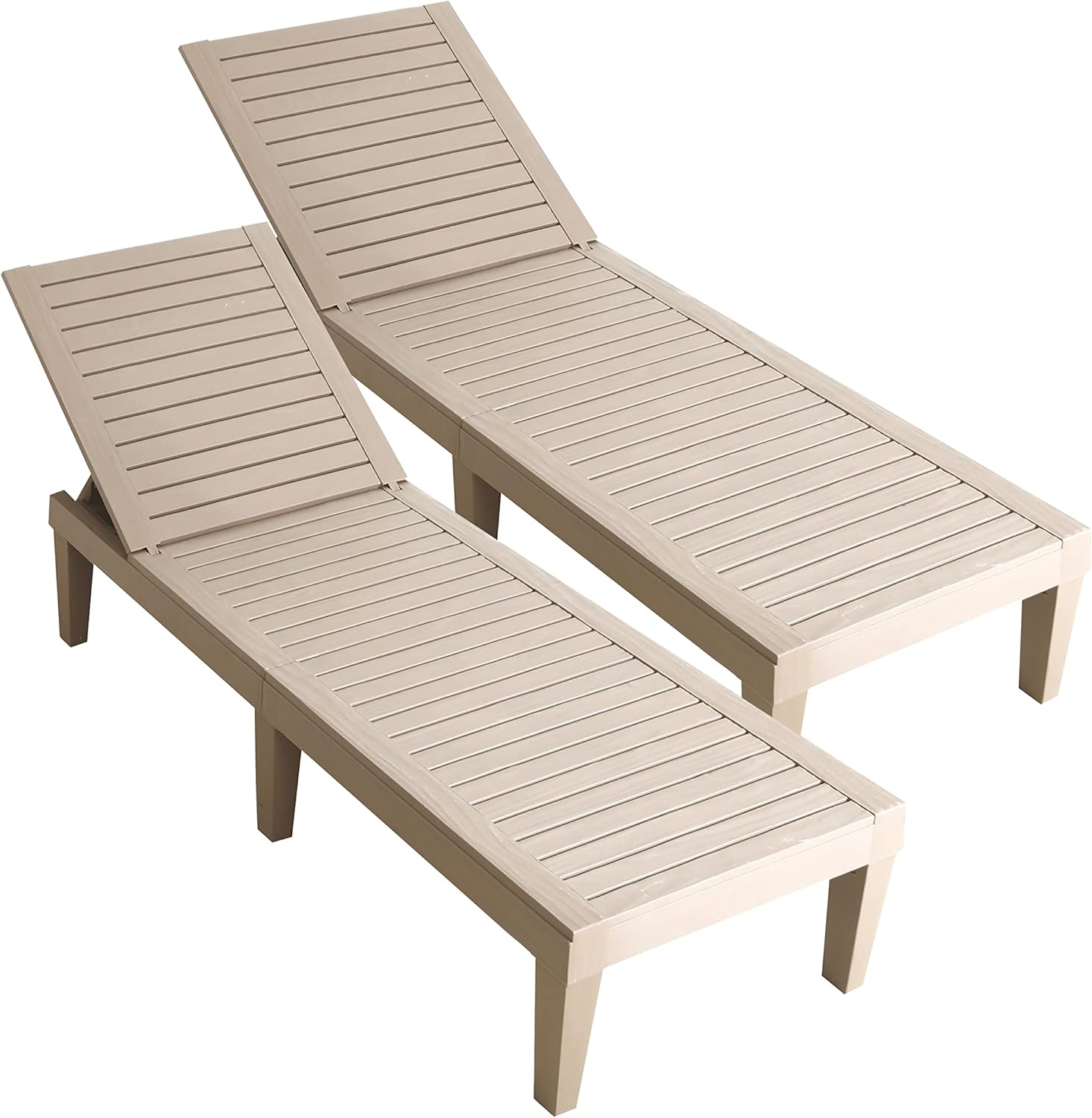 DUKAP Oslo 2 Piece Patio Reclining Sun Lounger Set, Outdoor Conversation Seats with 5 Adjustable Settings, All Weather Faux Wood and Water Resistance | Grey