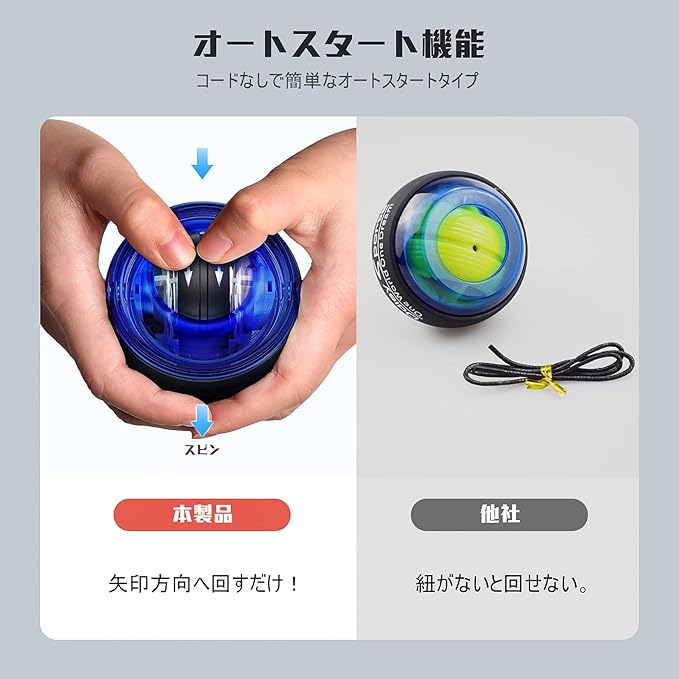 Amazon リストボール パワーボール ハンドグリップ 握力トレーニング器具 パワーリストボール トレーニングボール トレーニングツール 収納袋付属 オートスタート機能搭載 筋トレ 握力 前腕 手首 トレーニング 器具 青 Ouqi 握力トレーナー