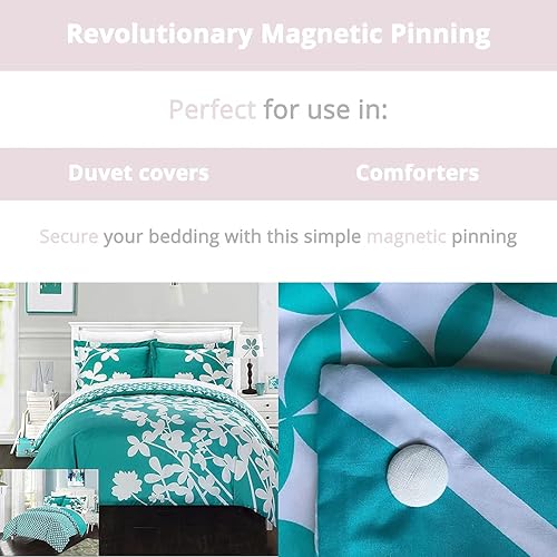 Miniatura 2 de Botones cubiertos de tela, magnéticos para mantener tu Confort dentro de tu cama. American Made Conjunto de 4 Comforter Clips, Algodón, Ivory, talla