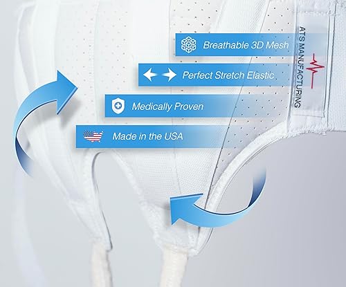 Miniatura 5 de Braguero de soporte doble para hernia para hombre, correas ajustables blancas delgadas o cinturón con almohadillas de compresión para la ingle