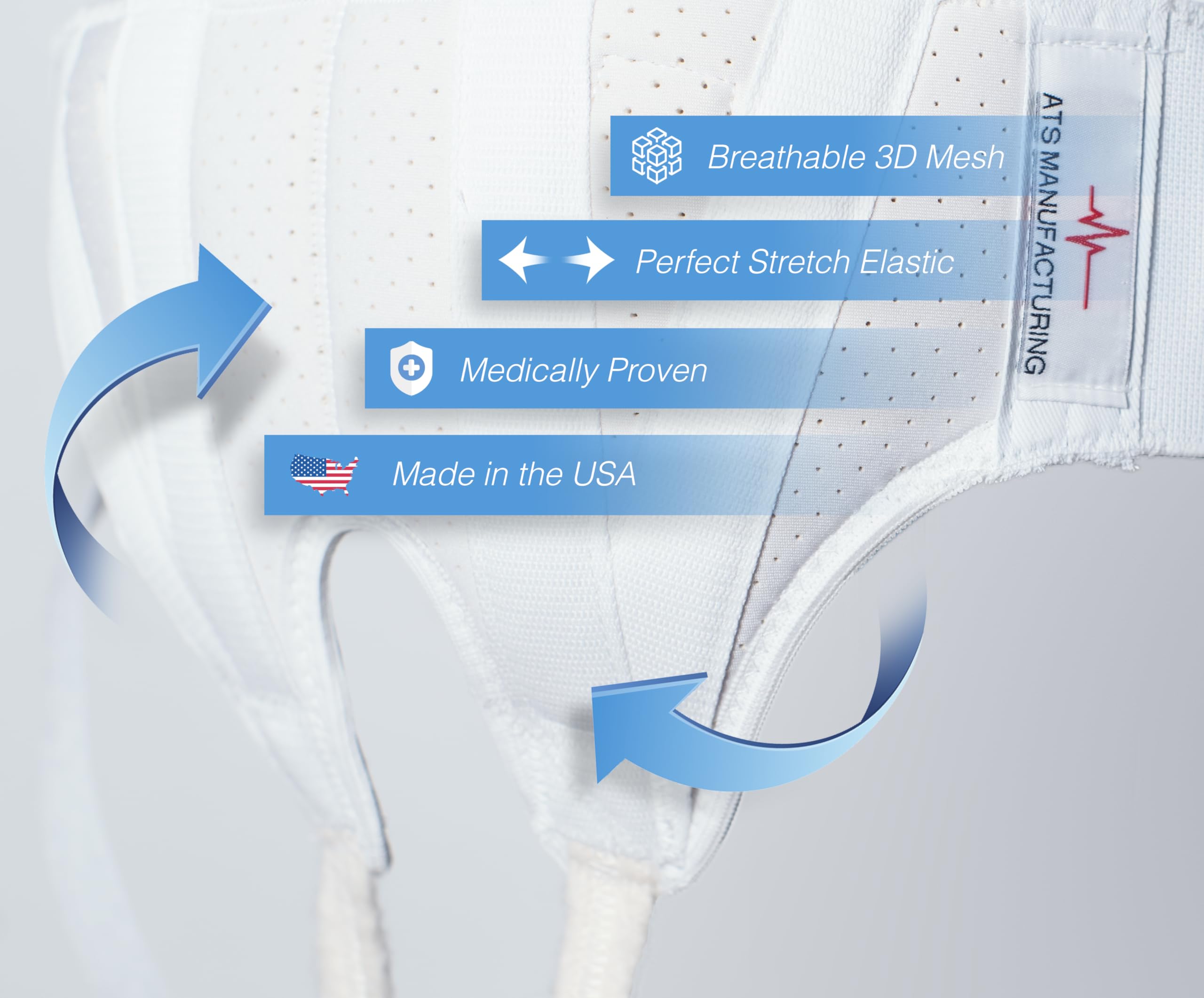 AT Surgical Double Hernia Support Truss, Slim White Adjustable Straps or Belt with Compression Pads Groin Brace Band for Men, Large