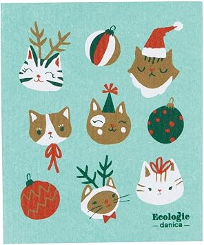 Ecologie Swedish Sponge Cloth - Let it Meow, Cleaning Cloth, 6.5 x 8 inches, Cotton & Cellulose, Quick-drying, Superior Absorbency
