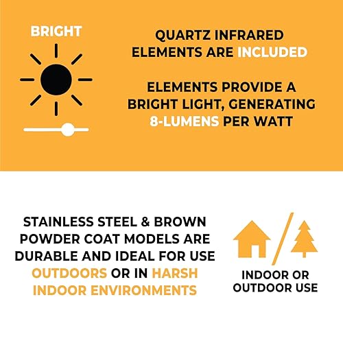 Miniatura 4 de TPI 22260TH240V Series TH MUL-T-Mount Calentador eléctrico infrarrojo con 2 lámparas de cuarzo transparente, 60 simétricas, 3200 W, 240 V