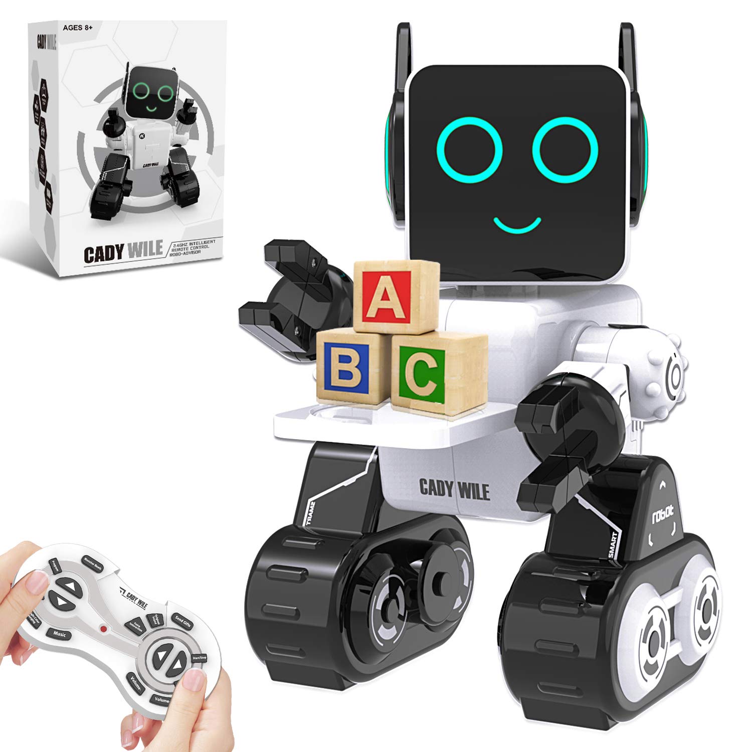 okk Remote Control Robot, Robots for Kids Intelligent Programmable Robot Dancing,Singing,Talking,Voice Recording,Built-in Coin Bank,Gesture Sensing Rechargeable RC Robot for Boys, Girl